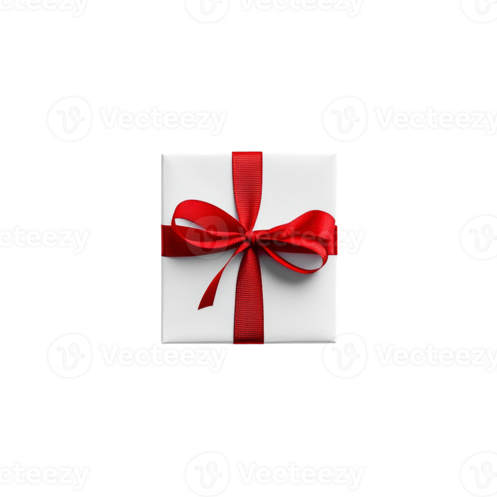 White Gift Box With A Red Ribbon Bow png