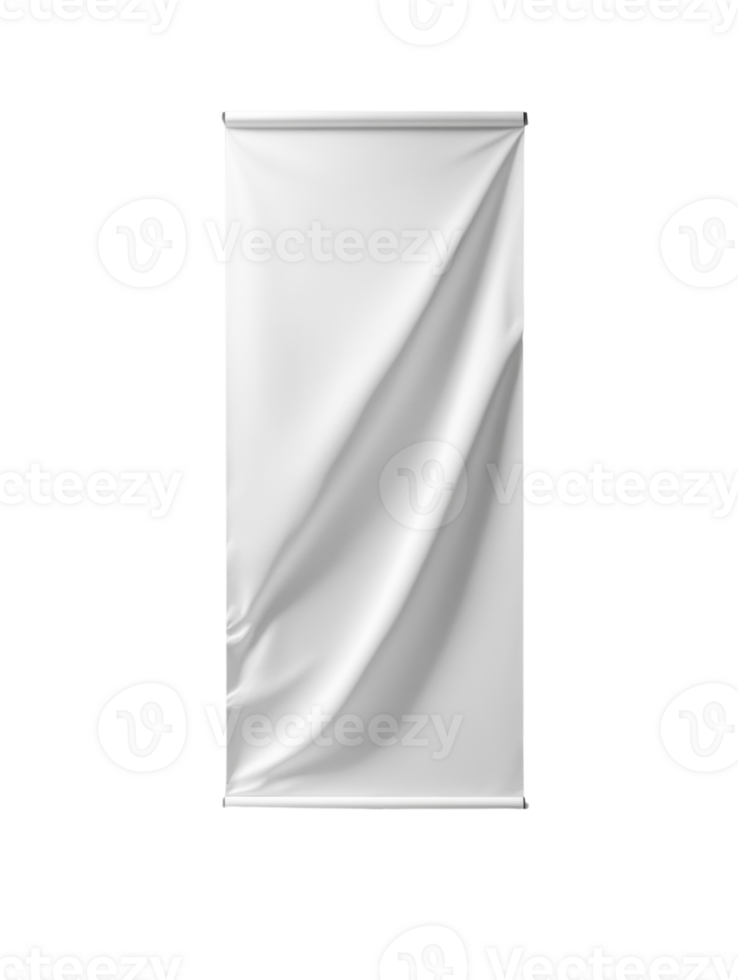 White Fabric Banner Mockup Displaying Wrinkles png