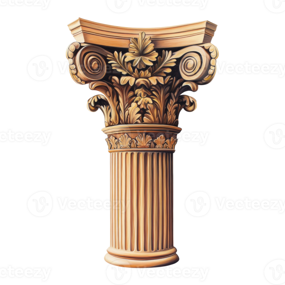 Ornate Classical Column Detailed Rendering png