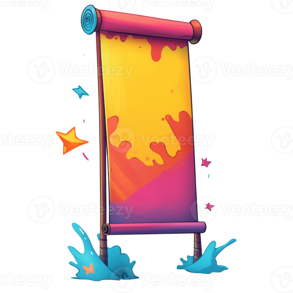 Colorful Scroll Banner With Splashes And Stars png