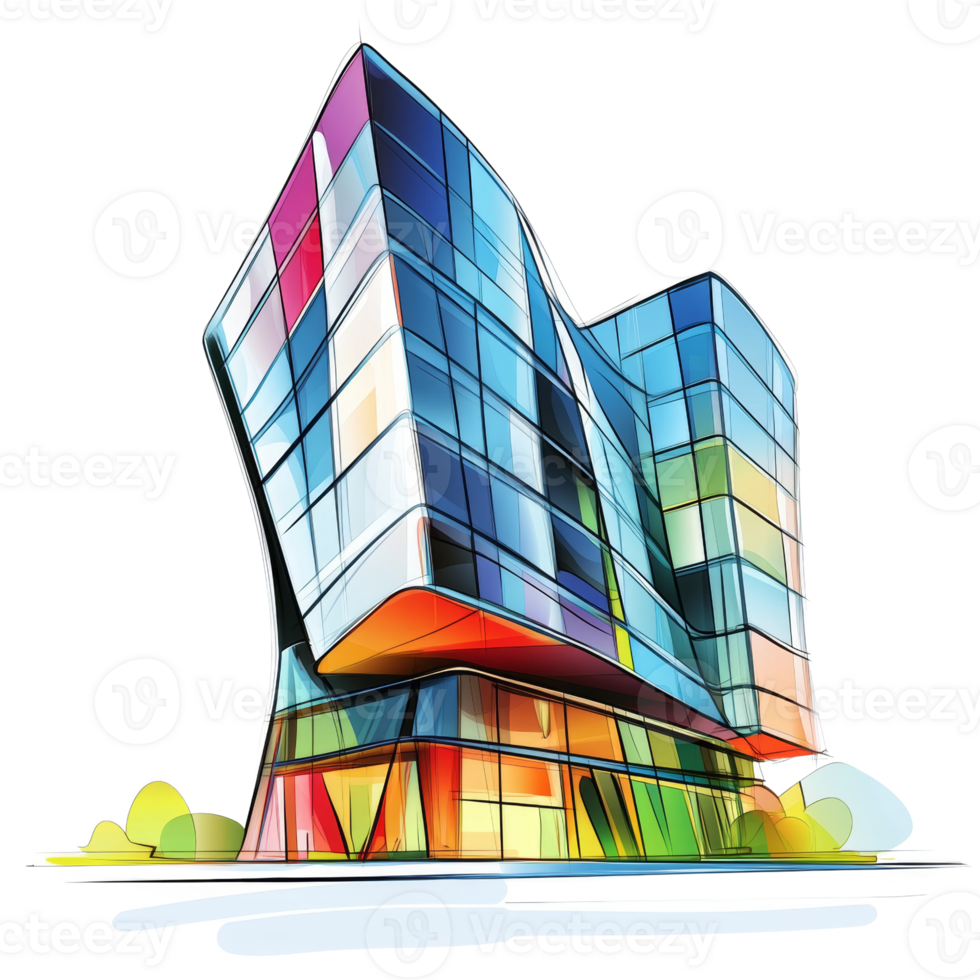 Modern Colorful Glass Building Architectural Design png