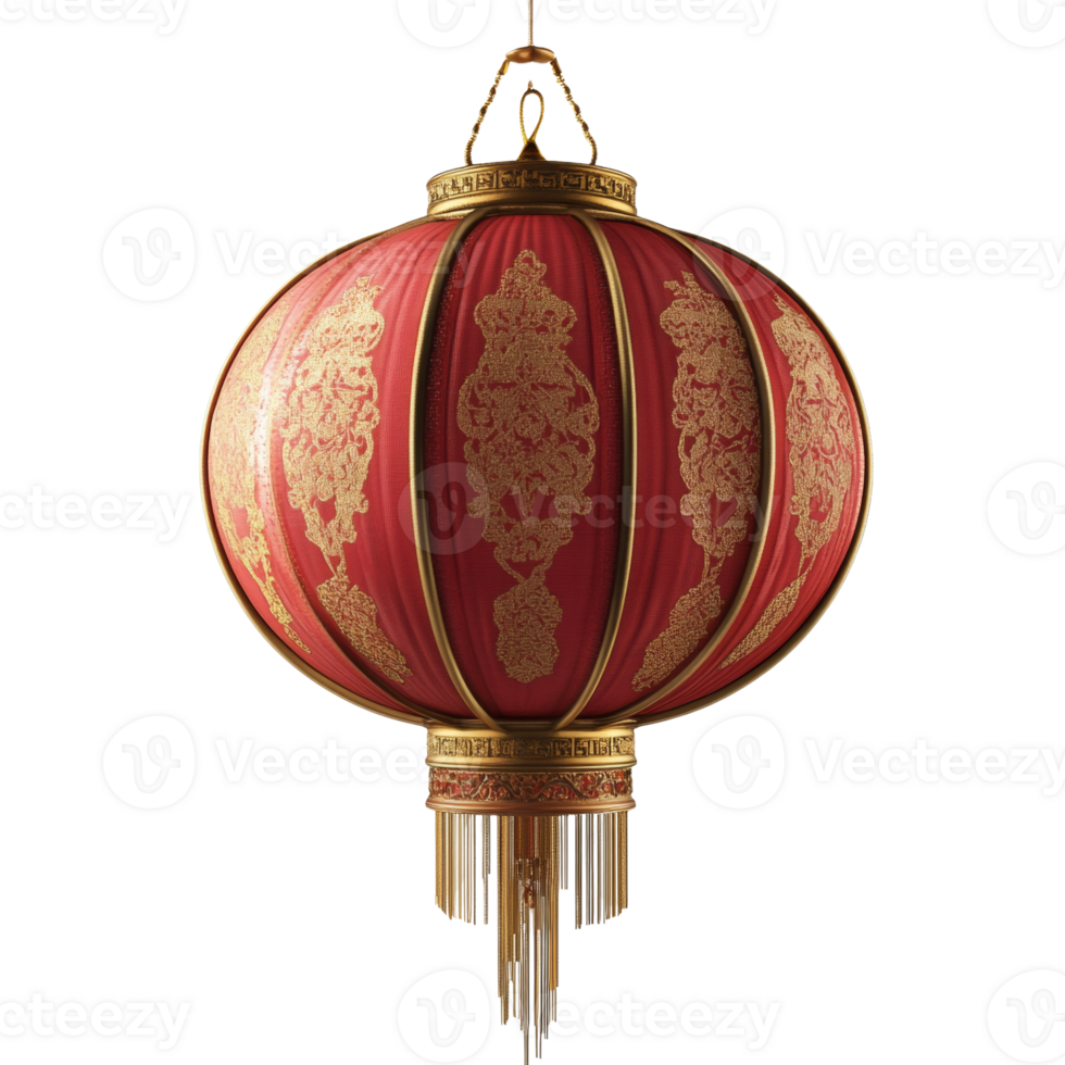 Elegant Red And Gold Chinese Lantern Hanging Decor png