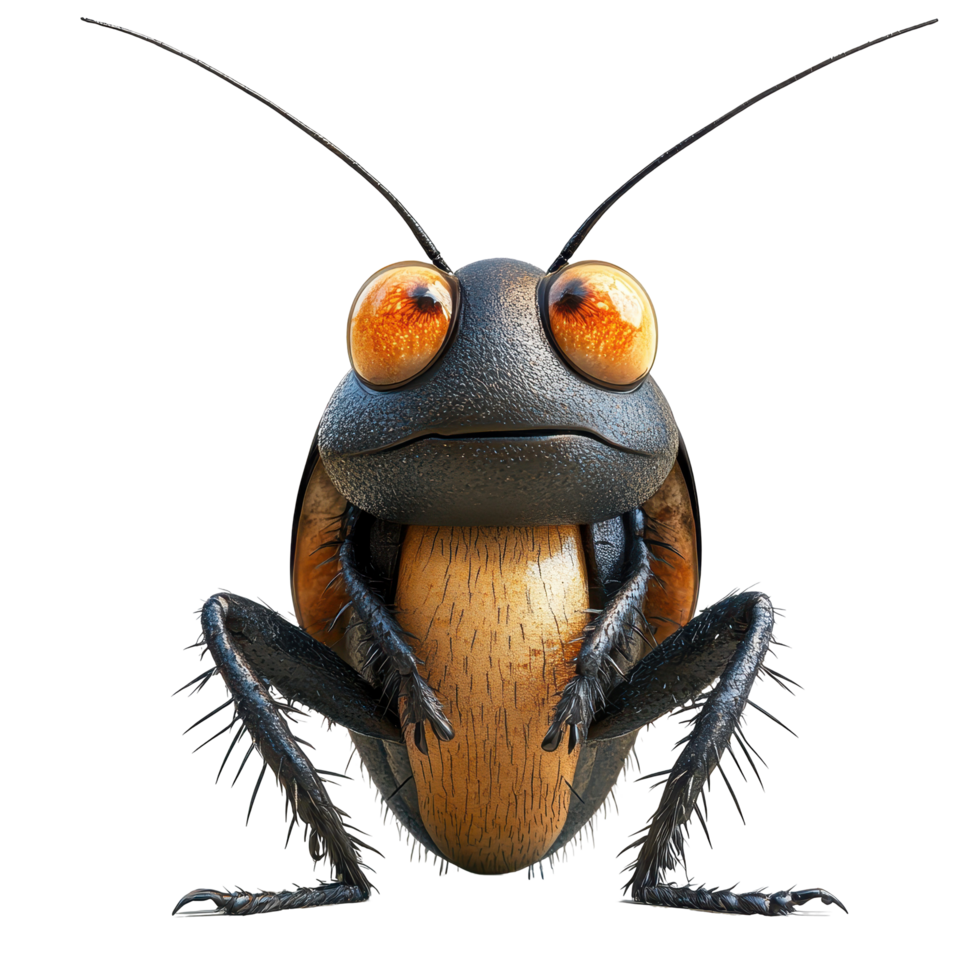 realista representação do uma desenho animado barata com vibrante olhos e detalhado texturas dentro uma neutro fundo isolado em transparente fundo. png