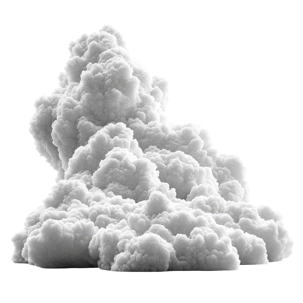 Large fluffy clouds gather in the sky, resembling a soft mountain during a bright day isolated on transparent background. png
