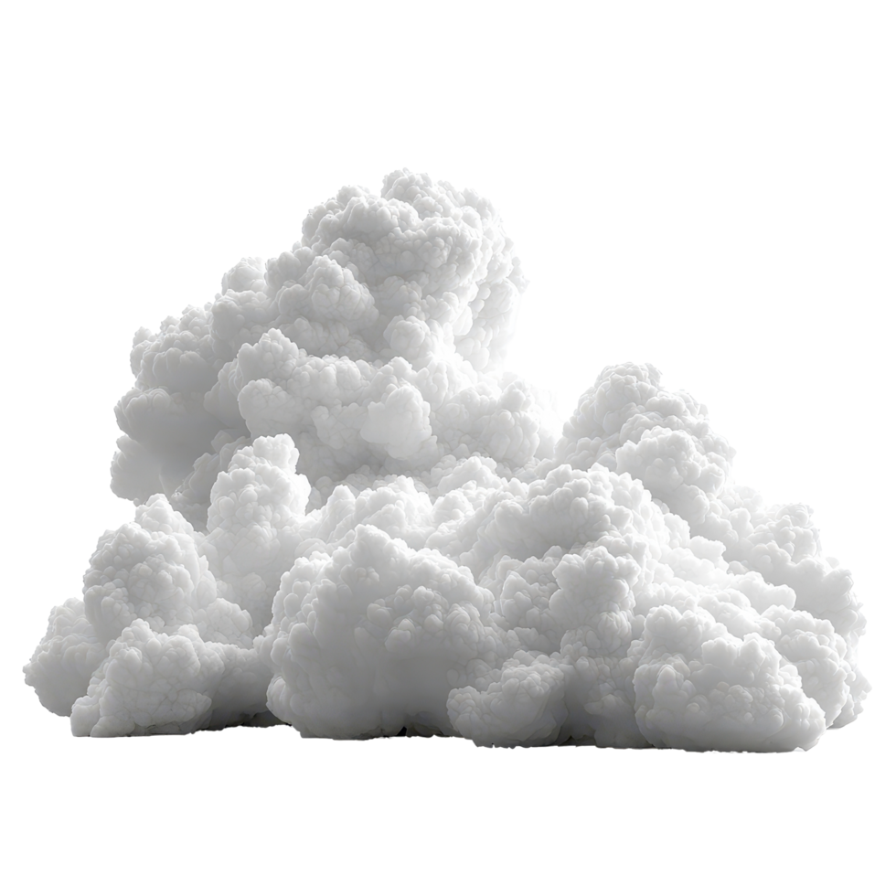 Fluffy white cloud formation floating against a bright backdrop isolated on transparent background. png