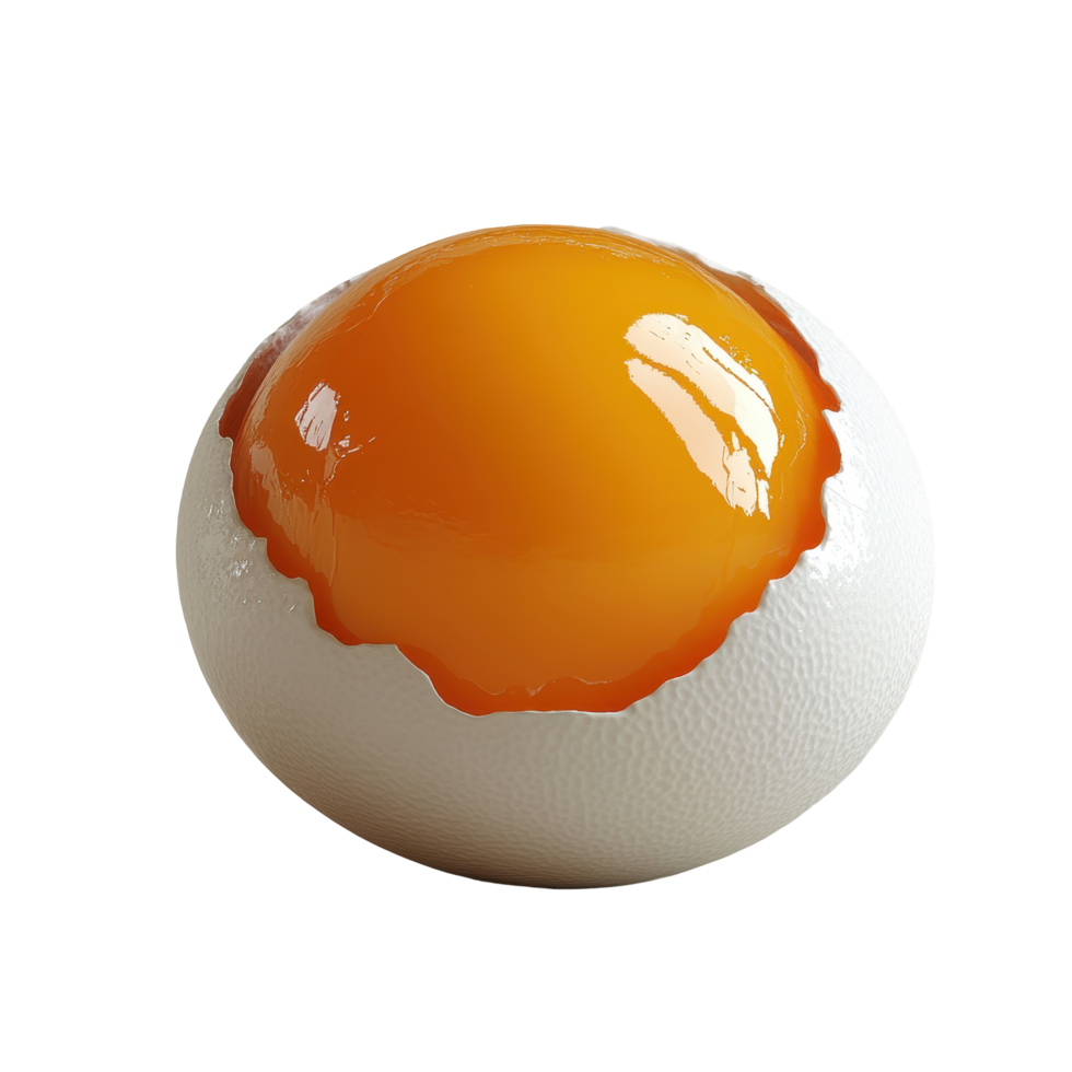 Perfectly cooked soft-boiled egg showcasing a vibrant yolk and smooth texture on a white background isolated on transparent background. png
