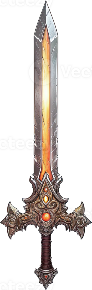 Ornate glowing greatsword fantasy weapon art png