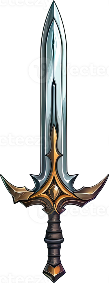 Ornate fantasy sword with a jeweled hilt png