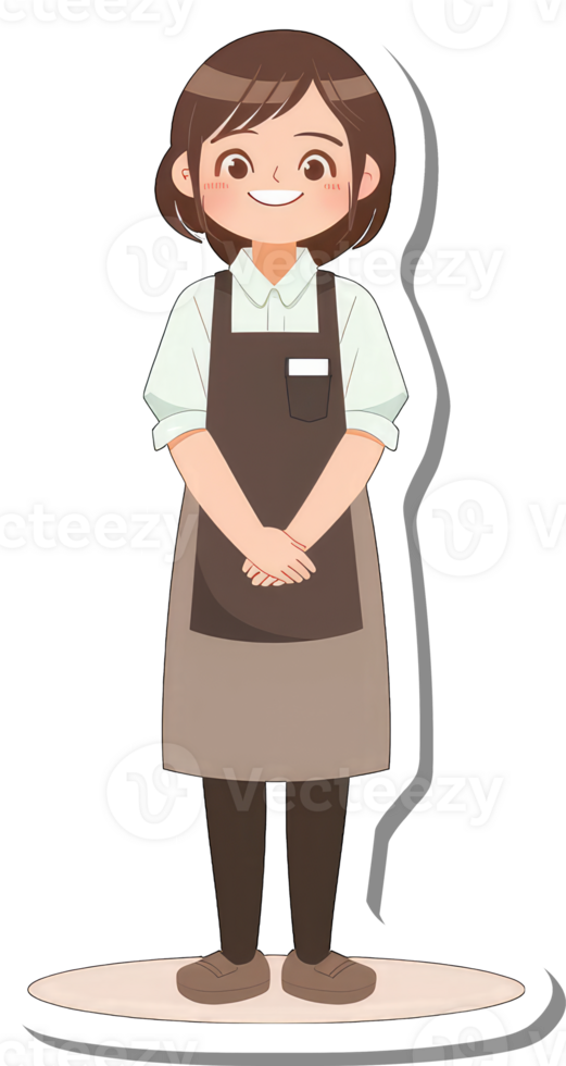 A Smiling Female Worker Wearing An Apron png