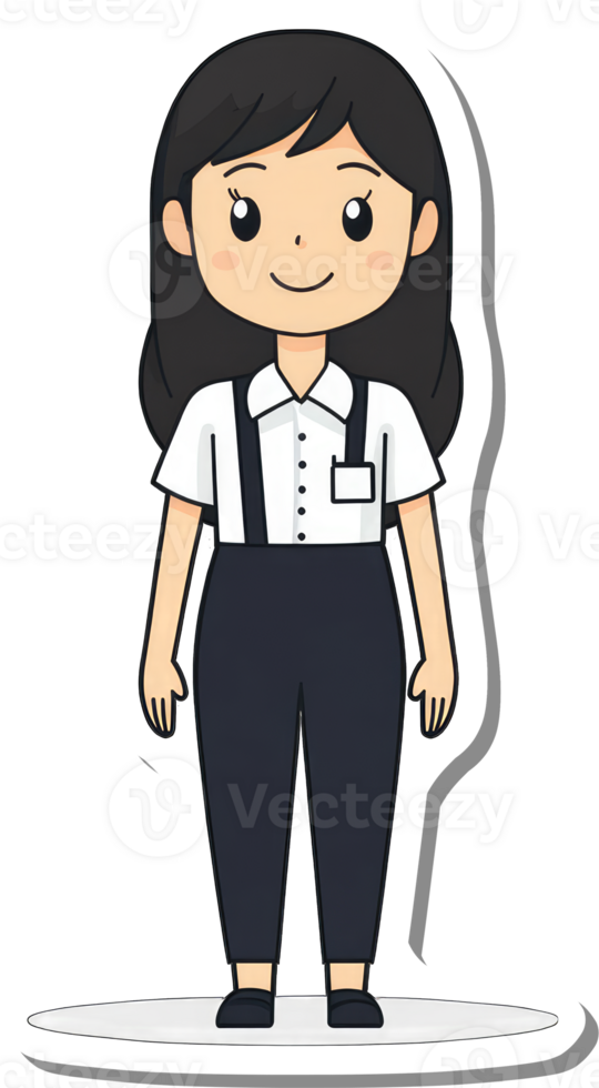 A Cute Cartoon Girl Wearing a Uniform png
