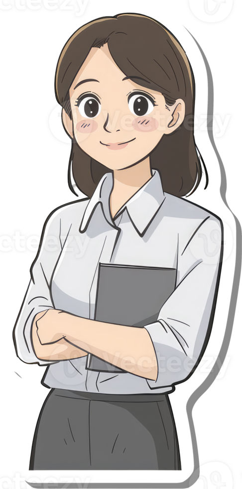 A confident young businesswoman holds a folder png