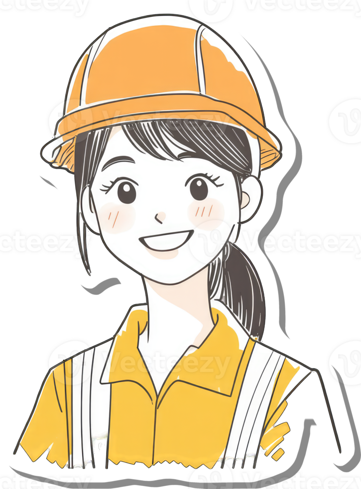 Happy Female Construction Worker Wearing Hard Hat png