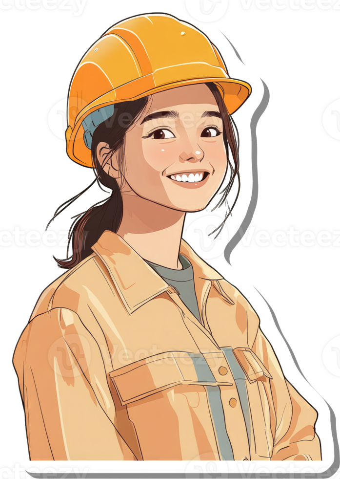 Smiling Woman Wearing A Hard Hat And Work Jacket png