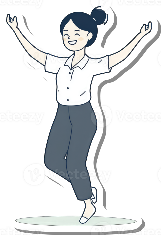 Happy Young Woman Joyfully Leaping and Smiling png