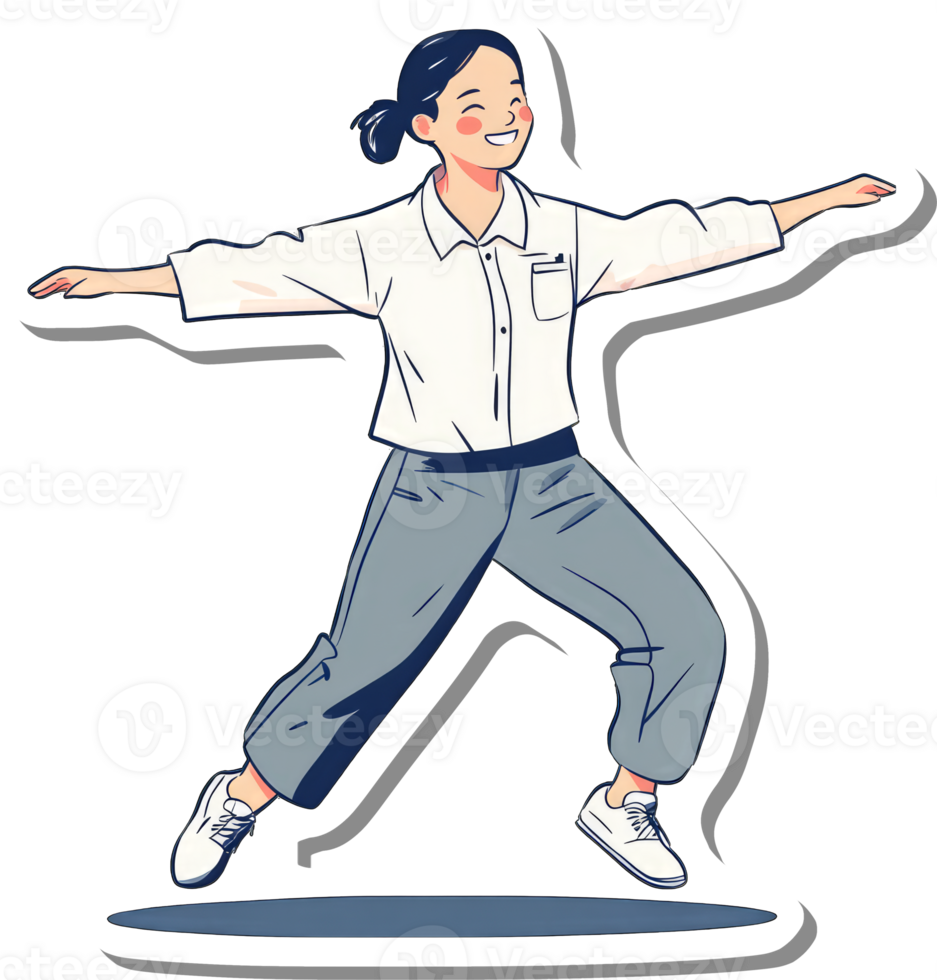 Happy Young Woman Joyfully Leaping in Mid Air png