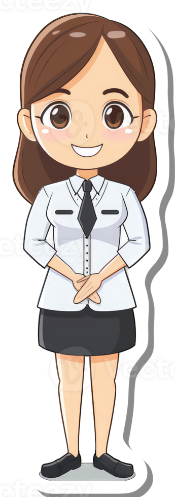 A smiling girl in a white uniform and black tie png
