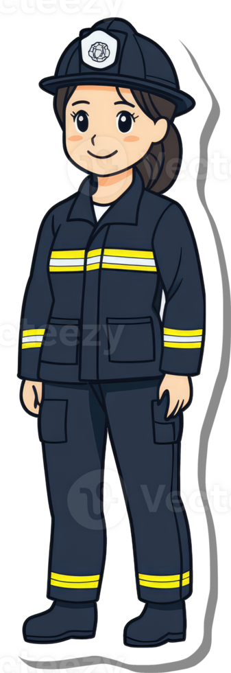 A Female Firefighter Stands Proudly In Uniform png