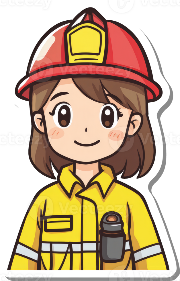 A female firefighter cartoon character wearing a uniform png