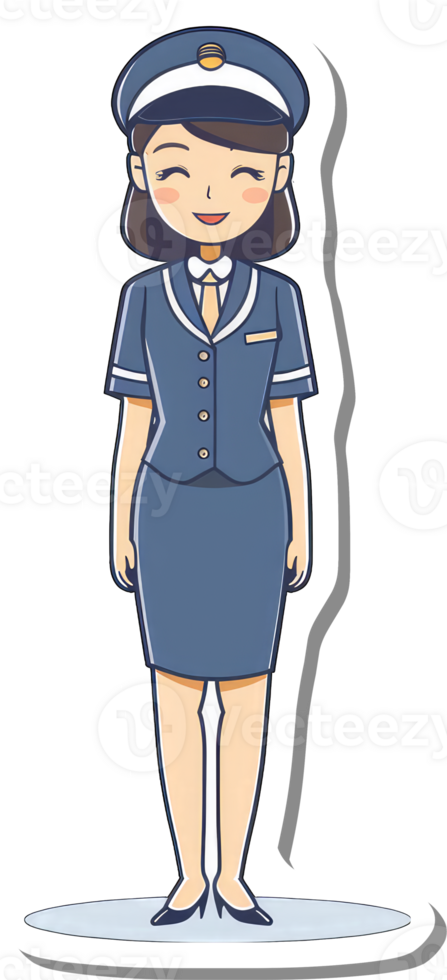 A Smiling Female Flight Attendant in Uniform png