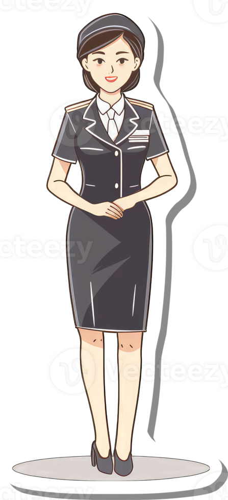 A female officer stands politely in uniform png