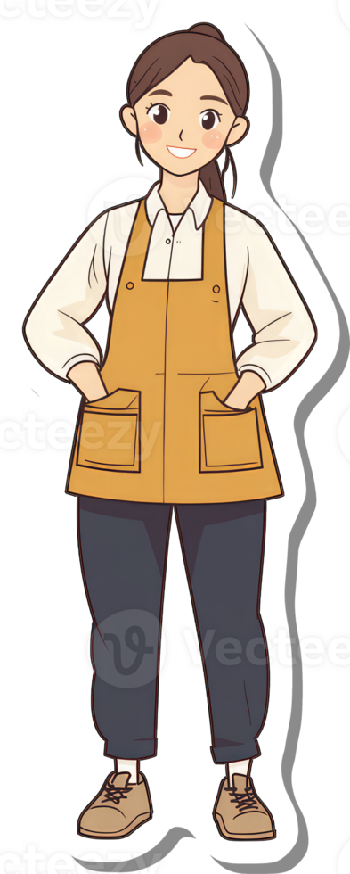 A Happy Young Woman Wearing An Apron png
