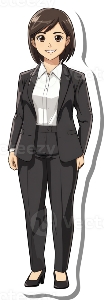 Anime Woman in Professional Business Suit Attire png
