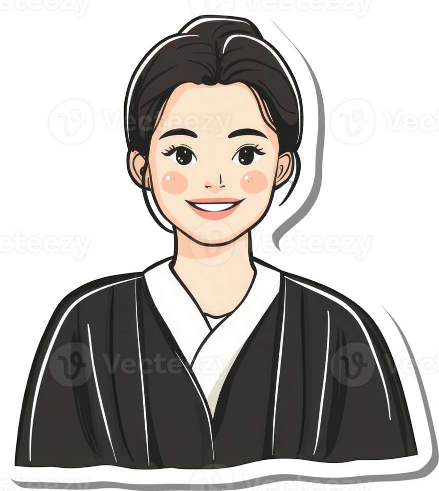Smiling Woman Wearing Traditional Korean Hanbok png