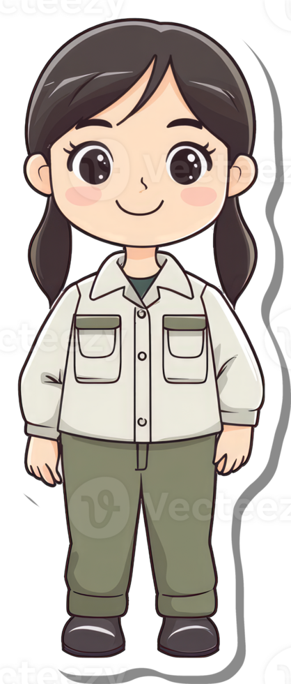 A Cute Girl Wearing a Beige Uniform png