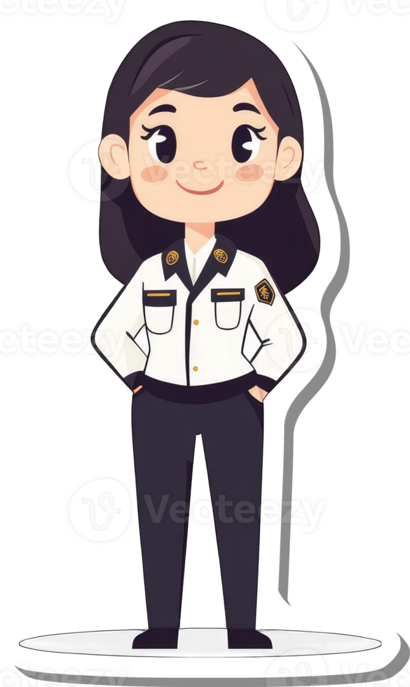 A Female Character in a Smart Uniform Stands Confidently png