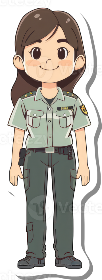 A smiling female park ranger cartoon character png