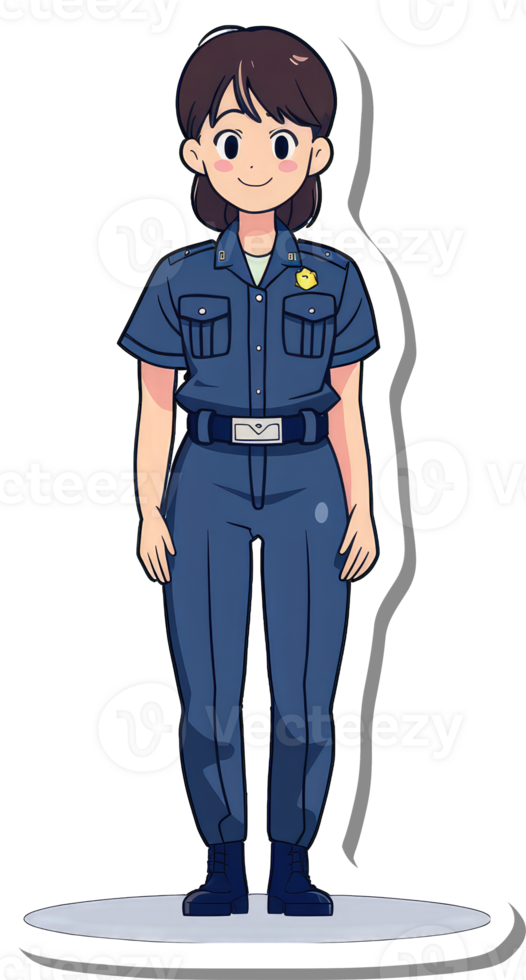 Female Police Officer in Uniform Standing at Attention png