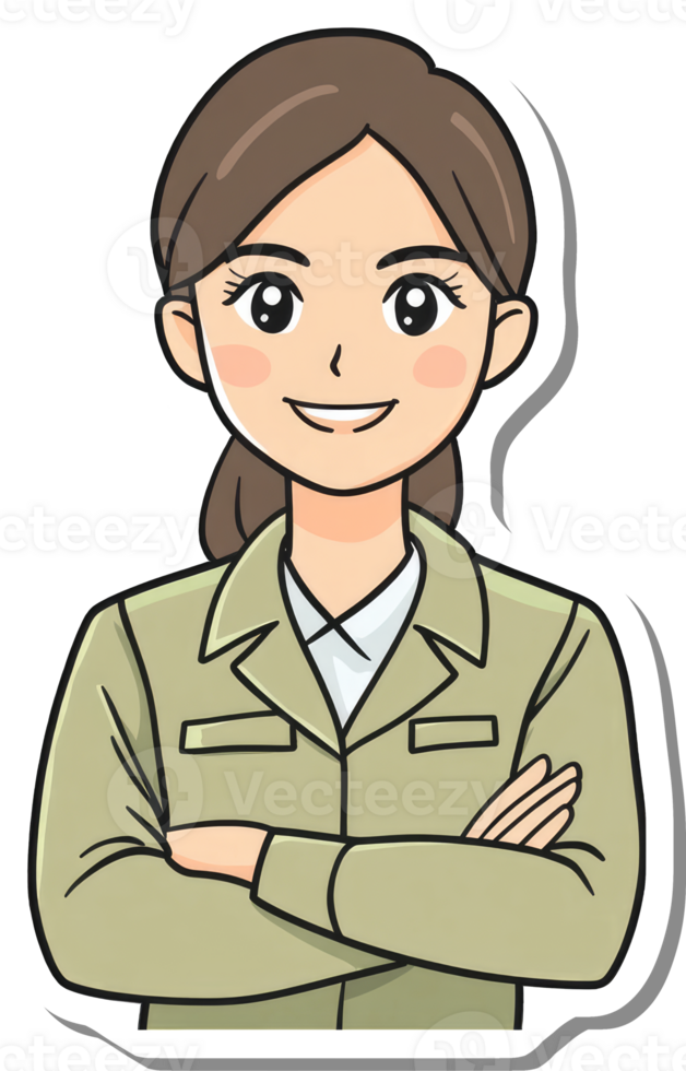 A Smiling Woman Wearing a Light Green Work Uniform png
