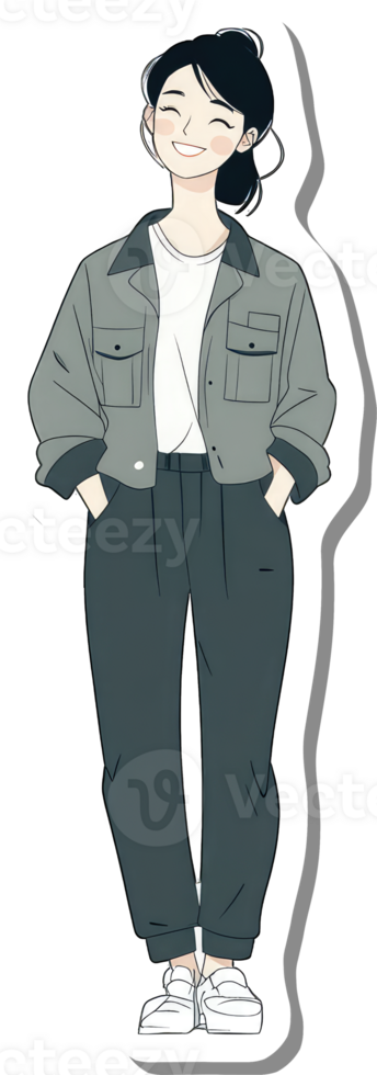 A Smiling Girl Wearing A Jacket And Pants png