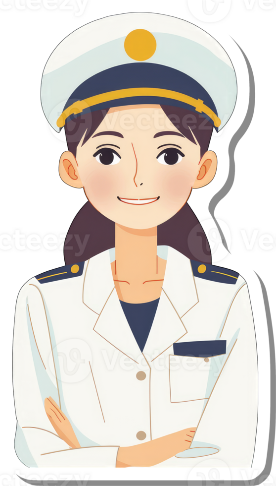 A Female Officer Wearing A White Uniform And Cap png