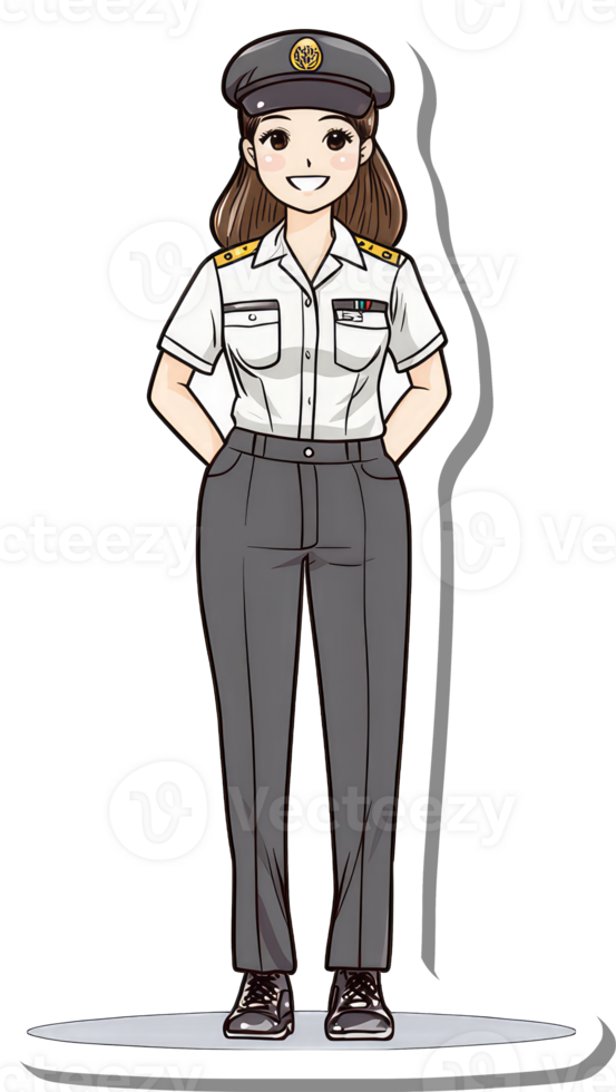 A Female Officer Stands Proudly In Uniform png