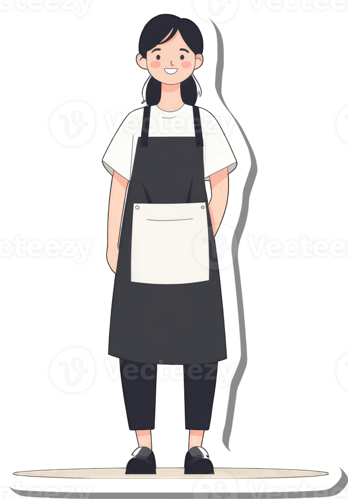 A Smiling Woman Wearing A Black Apron And White Shirt png