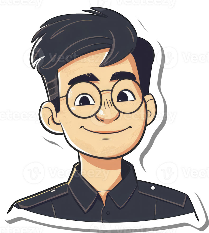 A Cartoon Illustration Of A Smiling Young Man png