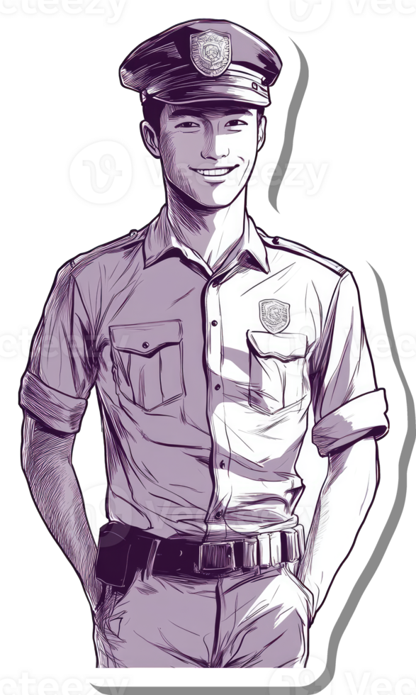 A Smiling Policeman in Uniform Stands Proudly png