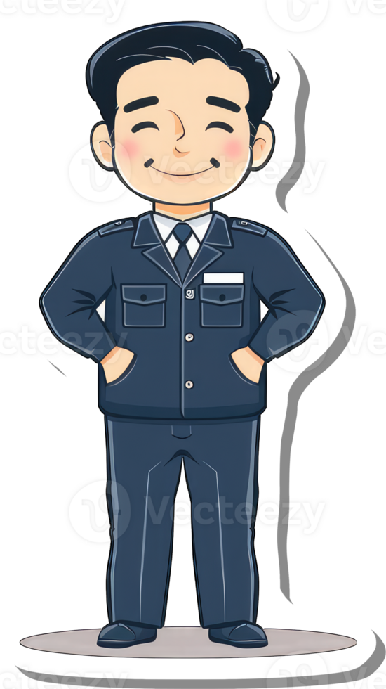 A Cartoon Illustration Of A Smiling Security Guard png