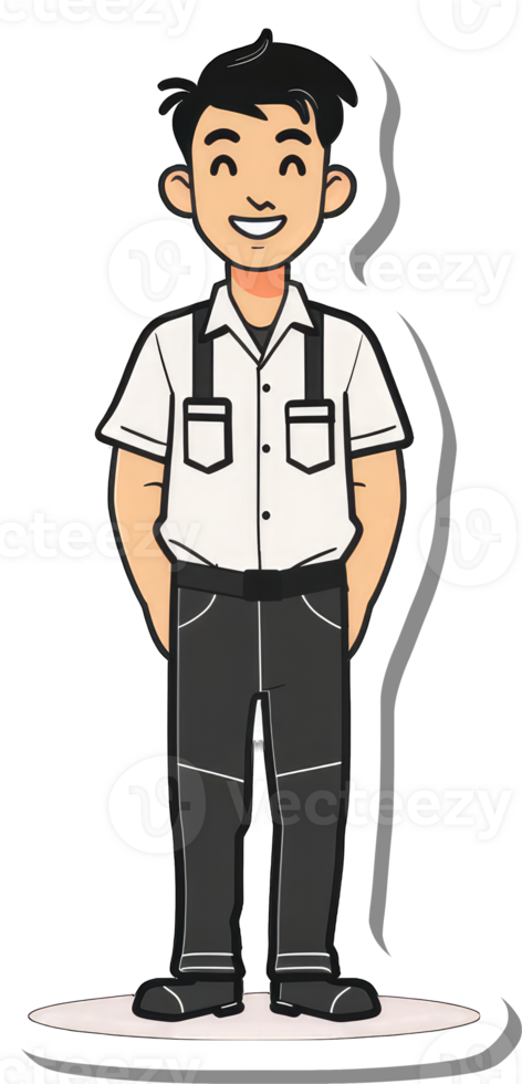 Happy Young Man Wearing White Shirt And Dark Trousers png