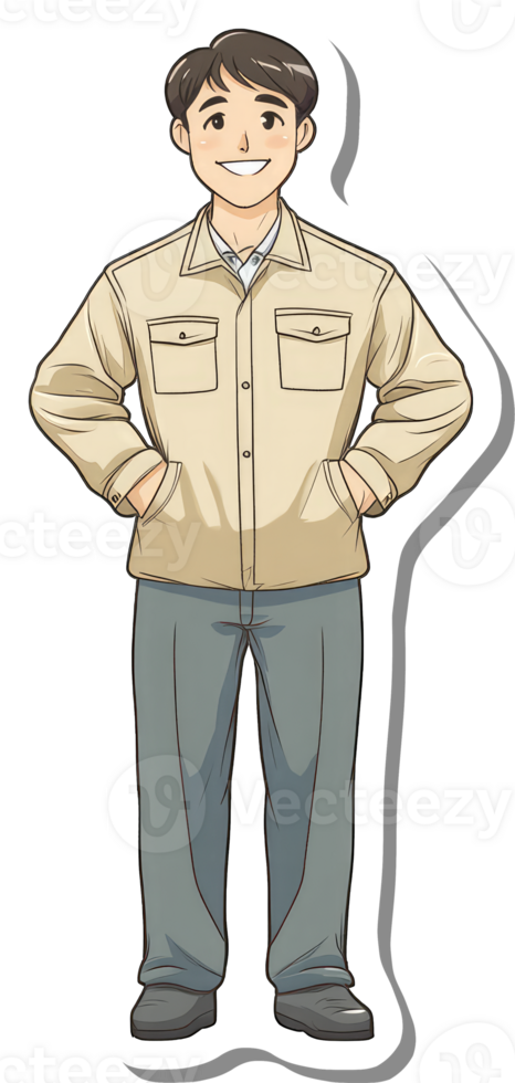 A Smiling Man Wearing a Beige Work Jacket png