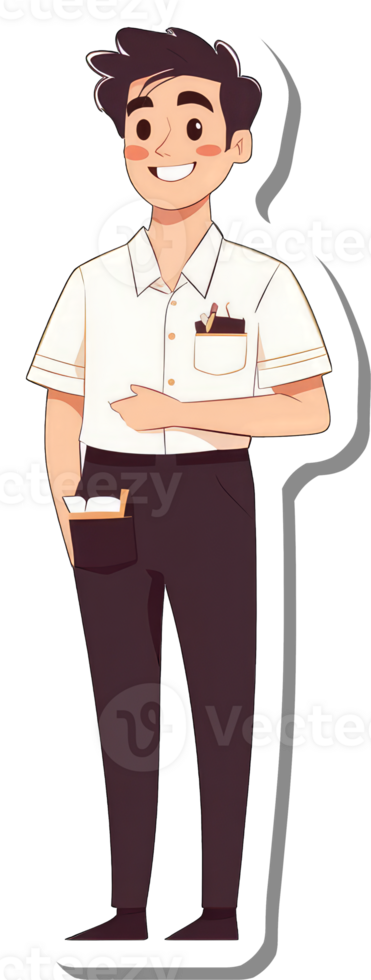A Smiling Young Man in a White Shirt and Dark Pants png