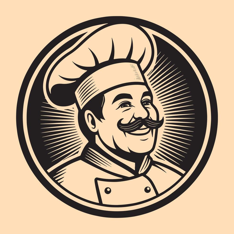 Drawing of a pizza chef vector