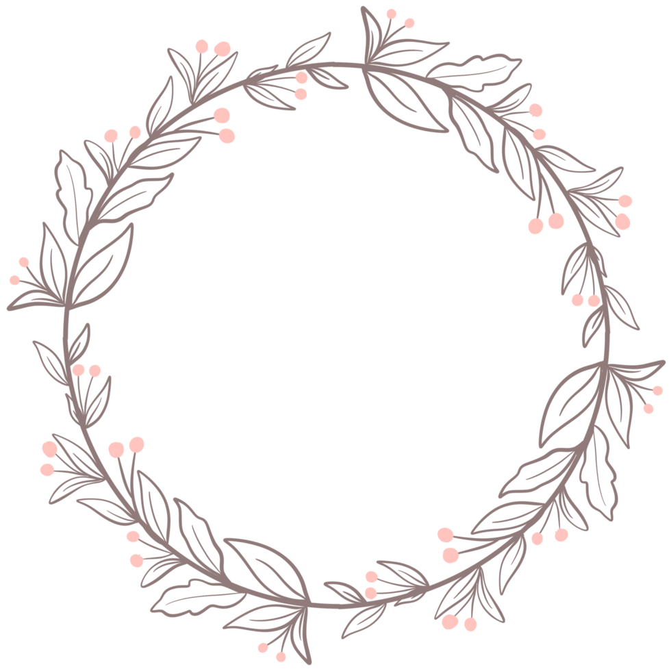 Simple and cute floral wreath illustration png