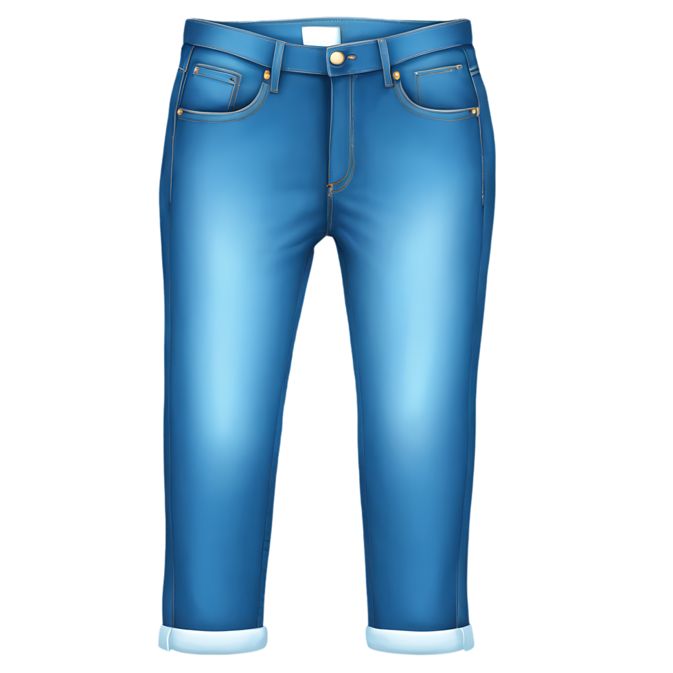 Classic high-waisted denim skirt in light blue isolated on transparent background. png