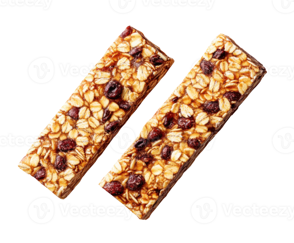 Delicious granola bars made with oats and cranberries for a nutritious snack option on transparent background png