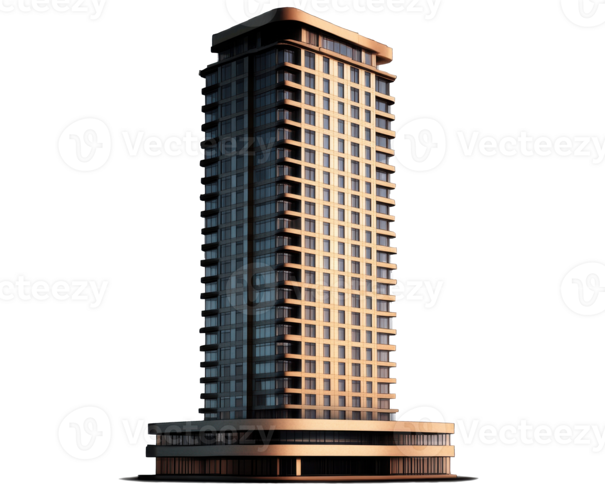 Modern architectural tower showcasing sleek design and prominent structure in an urban environment on transparent background png