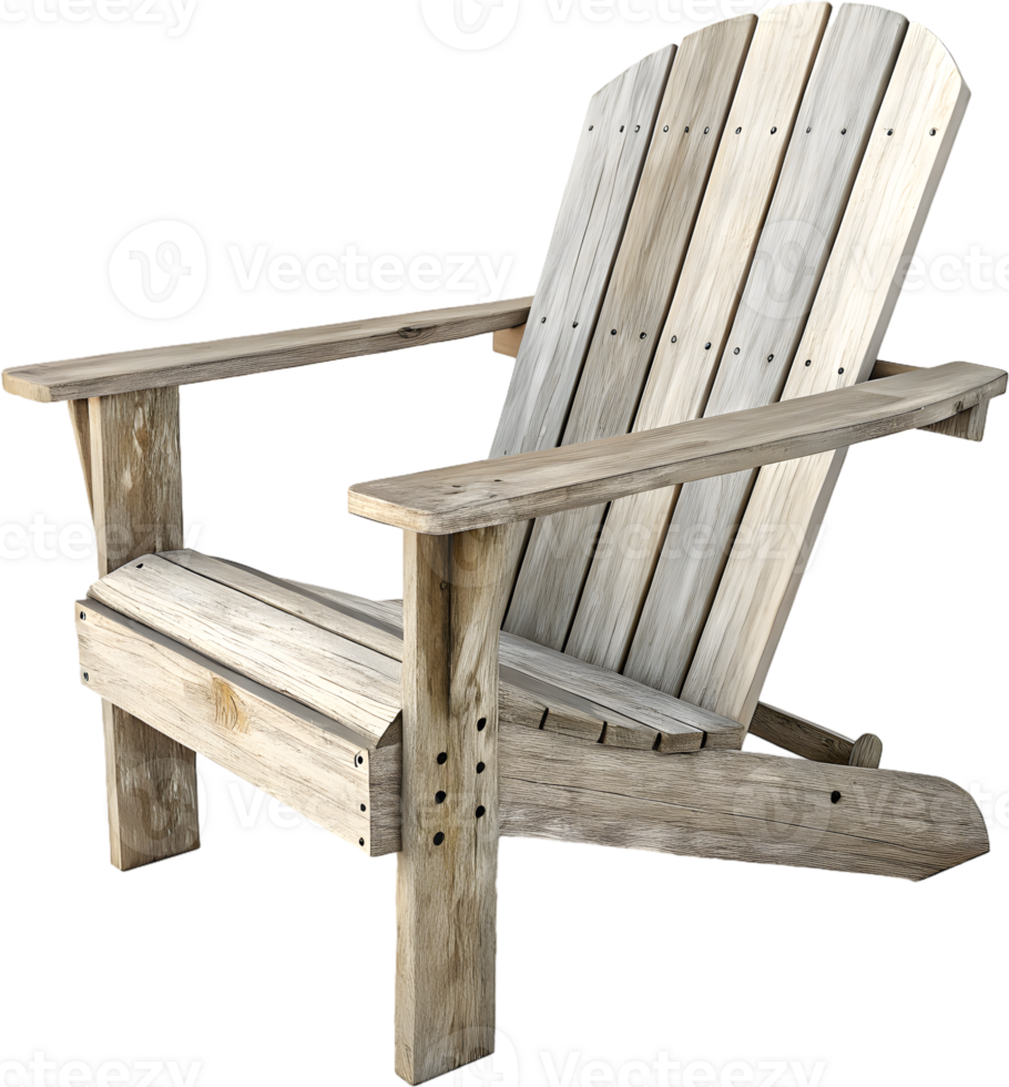 Rustic Wooden Adirondack Chair Design 3d png