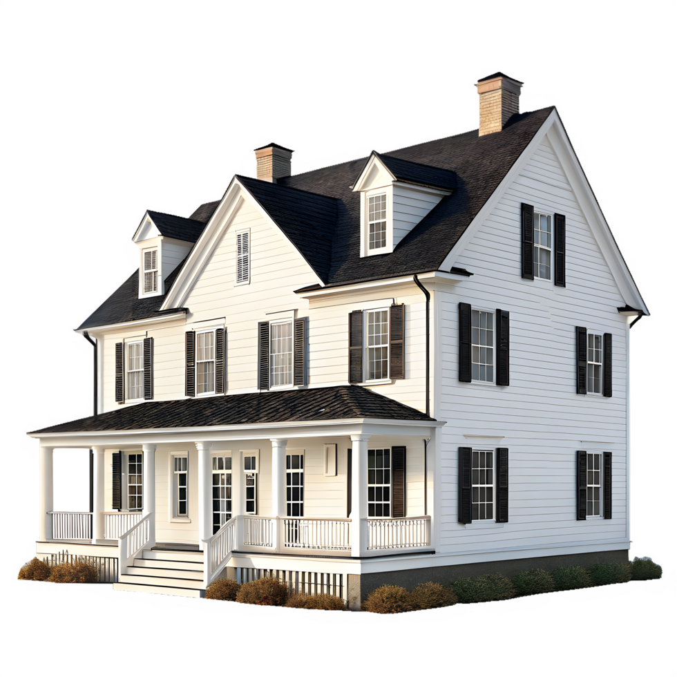A white model home on a transparent background png