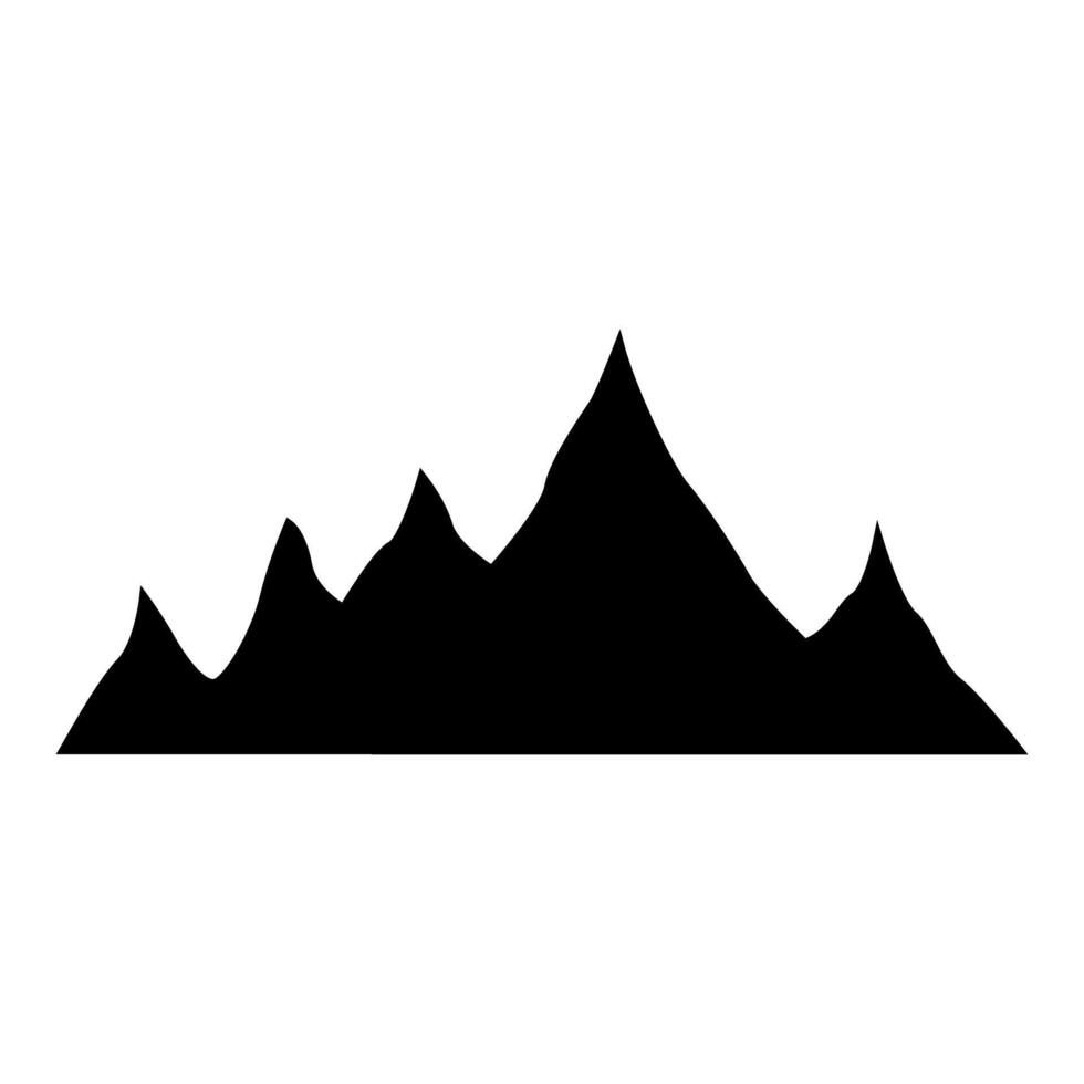 Mountains icon. Flat black symbol. Pictogram is isolated on a white background. Designed for web and software interfaces. vector